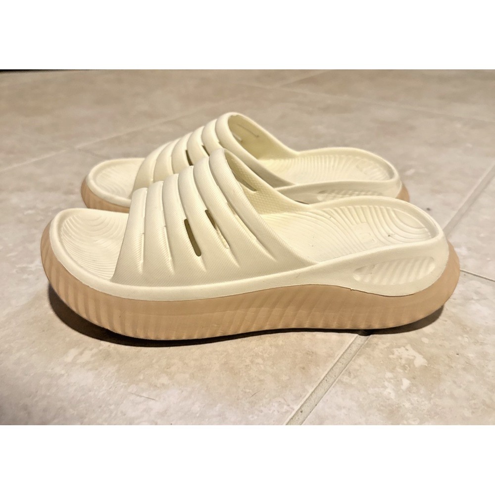 KuaiLu Womens Beige Recovery Sandals Comfort Plantar Fasciitis Support size 8